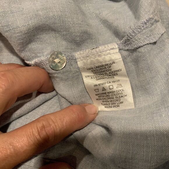 Sigrid Olsen 100% Linen Button Down Striped Shirt Size‎ 1X SO Blue - Picture 11 of 11